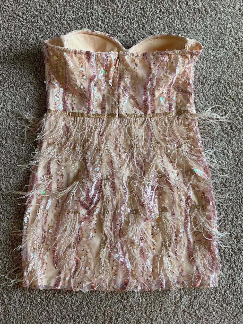Bella Barnett Strapless Sequin Feather Corset Mini Dress - Picture 3 of 5